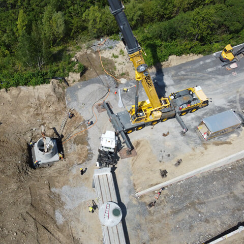 Travaux d'excavation et mise en place système de traitement des eaux usées